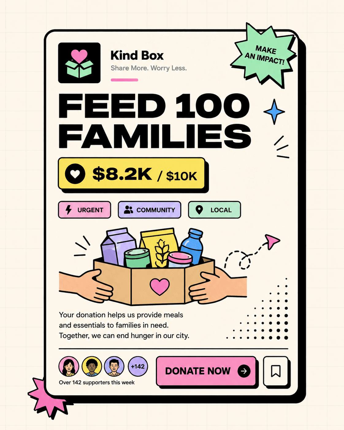 Charity card – Feed 100 families